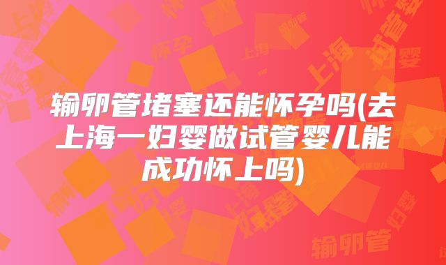 输卵管堵塞还能怀孕吗(去上海一妇婴做试管婴儿能成功怀上吗)