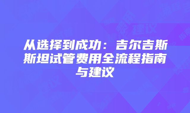从选择到成功：吉尔吉斯斯坦试管费用全流程指南与建议