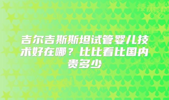吉尔吉斯斯坦试管婴儿技术好在哪?比比看比国内贵多少