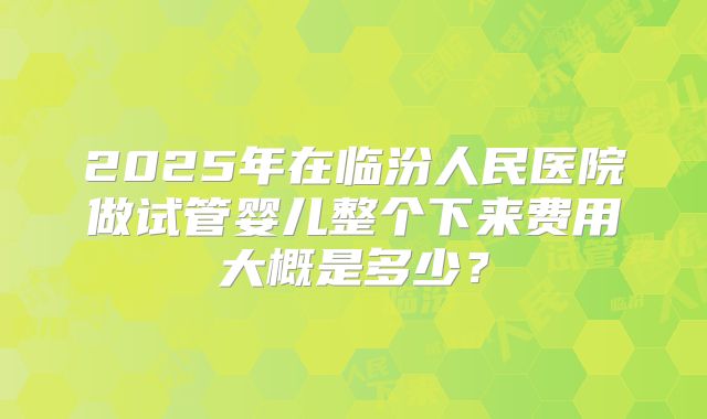 2025年在临汾人民医院做试管婴儿整个下来费用大概是多少?