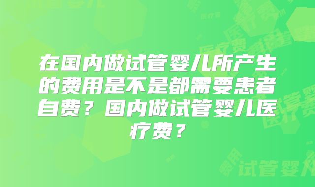 在国内做试管婴儿所产生的费用是不是都需要患者自费？国内做试管婴儿医疗费？