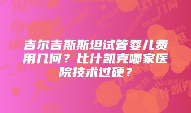 吉尔吉斯斯坦试管婴儿费用几何?比什凯克哪家医院技术过硬?