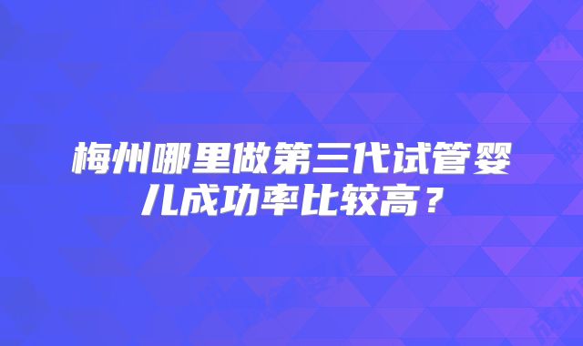 梅州哪里做第三代试管婴儿成功率比较高？