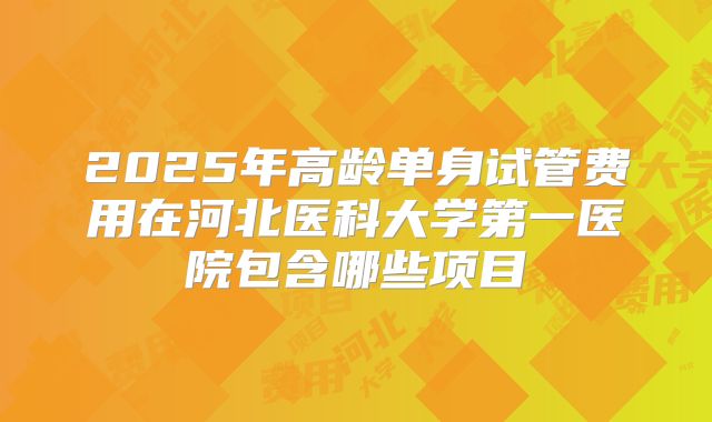 2025年高龄单身试管费用在河北医科大学第一医院包含哪些项目