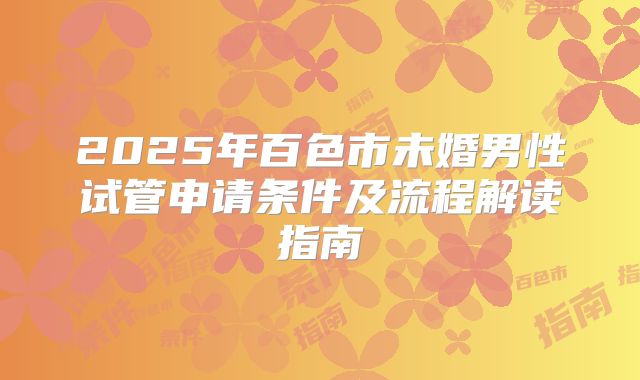 2025年百色市未婚男性试管申请条件及流程解读指南