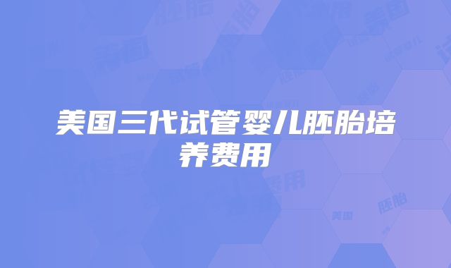 美国三代试管婴儿胚胎培养费用