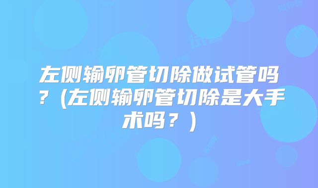 左侧输卵管切除做试管吗？(左侧输卵管切除是大手术吗？)
