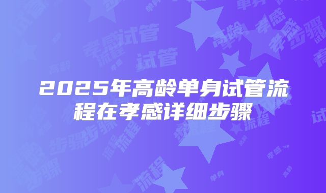 2025年高龄单身试管流程在孝感详细步骤
