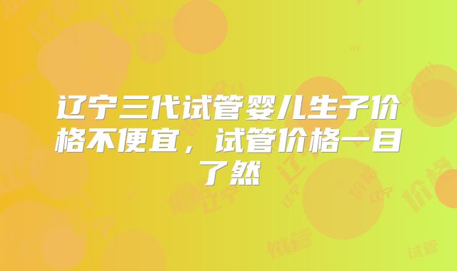 辽宁三代试管婴儿生子价格不便宜,试管价格一目了然