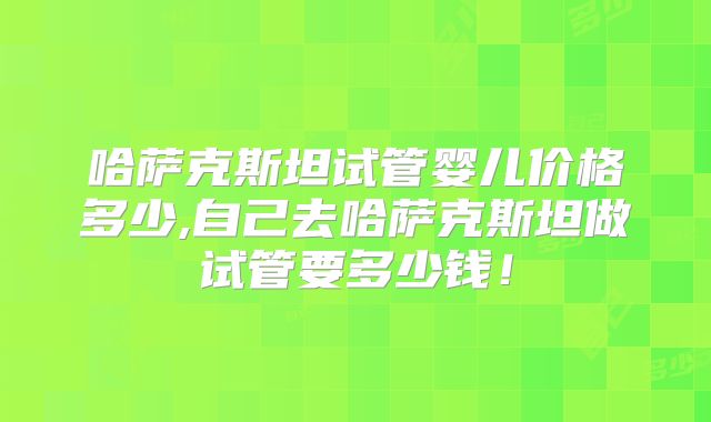 哈萨克斯坦试管婴儿价格多少,自己去哈萨克斯坦做试管要多少钱!