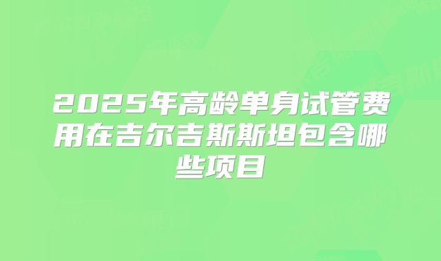 2025年高龄单身试管费用在吉尔吉斯斯坦包含哪些项目
