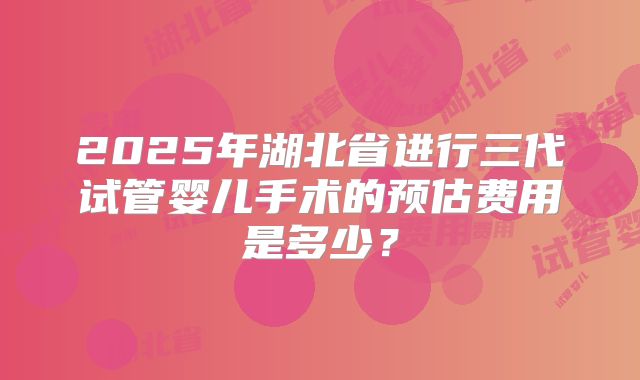 2025年湖北省进行三代试管婴儿手术的预估费用是多少？