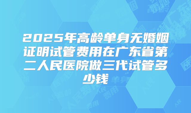 2025年高龄单身无婚姻证明试管费用在广东省第二人民医院做三代试管多少钱