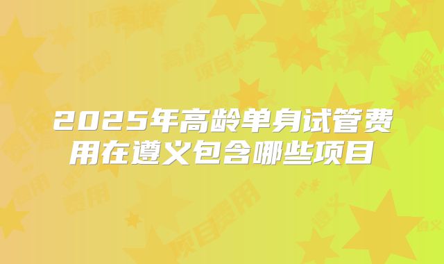 2025年高龄单身试管费用在遵义包含哪些项目