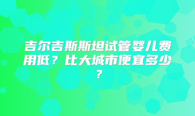 吉尔吉斯斯坦试管婴儿费用低?比大城市便宜多少?