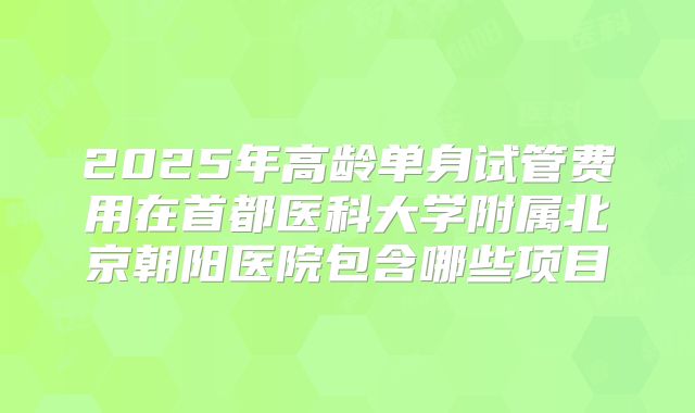 2025年高龄单身试管费用在首都医科大学附属北京朝阳医院包含哪些项目