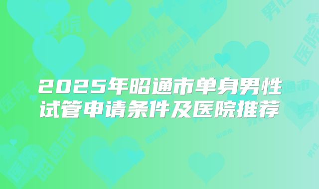2025年昭通市单身男性试管申请条件及医院推荐