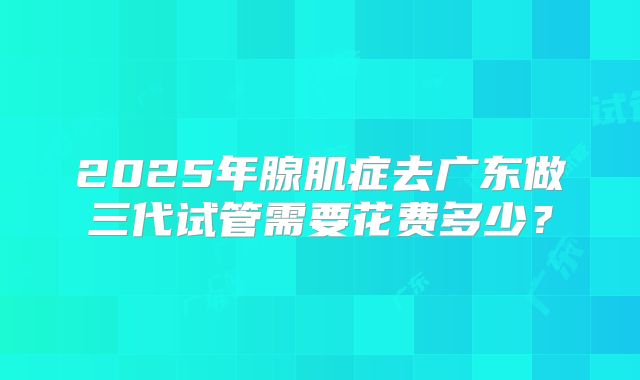 2025年腺肌症去广东做三代试管需要花费多少？