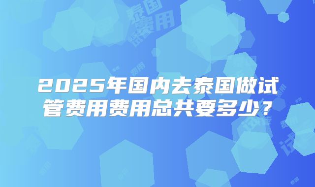 2025年国内去泰国做试管费用费用总共要多少?