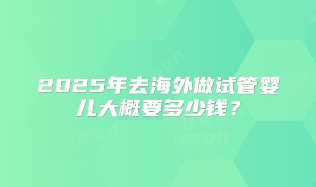2025年去海外做试管婴儿大概要多少钱?