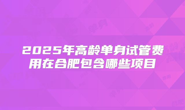 2025年高龄单身试管费用在合肥包含哪些项目