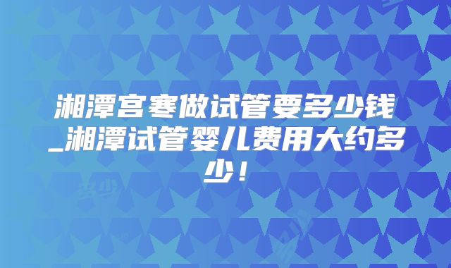 湘潭宫寒做试管要多少钱_湘潭试管婴儿费用大约多少!