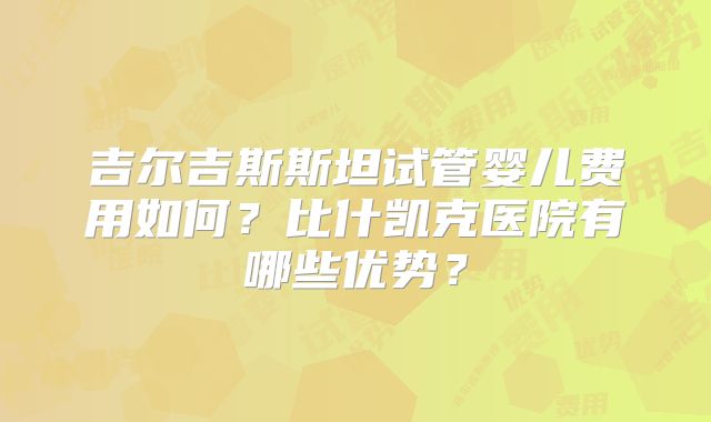 吉尔吉斯斯坦试管婴儿费用如何?比什凯克医院有哪些优势?