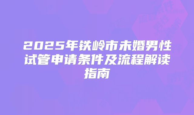 2025年铁岭市未婚男性试管申请条件及流程解读指南