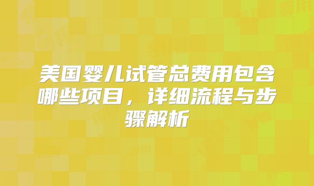 美国婴儿试管总费用包含哪些项目,详细流程与步骤解析
