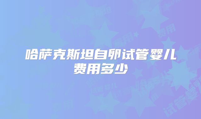 哈萨克斯坦自卵试管婴儿费用多少