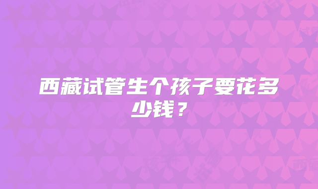 西藏试管生个孩子要花多少钱?