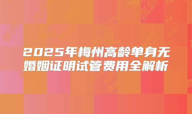 2025年梅州高龄单身无婚姻证明试管费用全解析