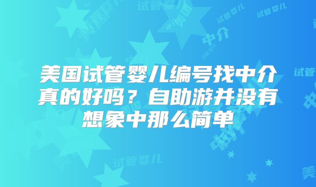 美国试管婴儿编号找中介真的好吗？自助游并没有想象中那么简单