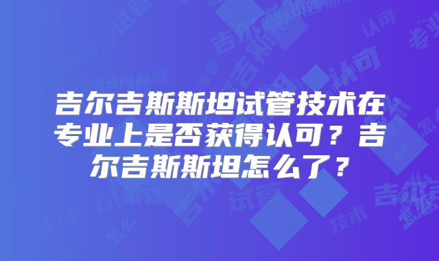 吉尔吉斯斯坦试管技术在专业上是否获得认可?吉尔吉斯斯坦怎么了?