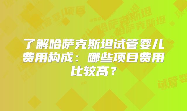 了解哈萨克斯坦试管婴儿费用构成:哪些项目费用比较高?