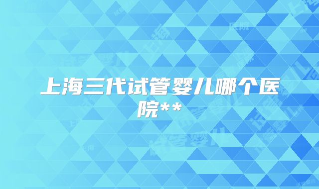 上海三代试管婴儿哪个医院**