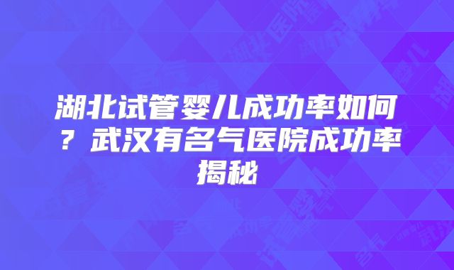 湖北试管婴儿成功率如何？武汉有名气医院成功率揭秘