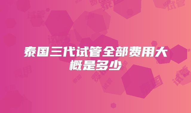 泰国三代试管全部费用大概是多少