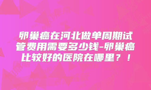 卵巢癌在河北做单周期试管费用需要多少钱-卵巢癌比较好的医院在哪里?!