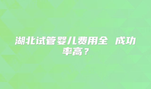 湖北试管婴儿费用全 成功率高?
