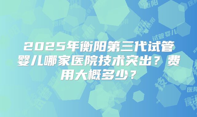 2025年衡阳第三代试管婴儿哪家医院技术突出?费用大概多少?