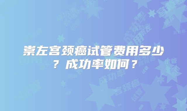 崇左宫颈癌试管费用多少?成功率如何?