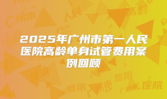 2025年广州市第一人民医院高龄单身试管费用案例回顾