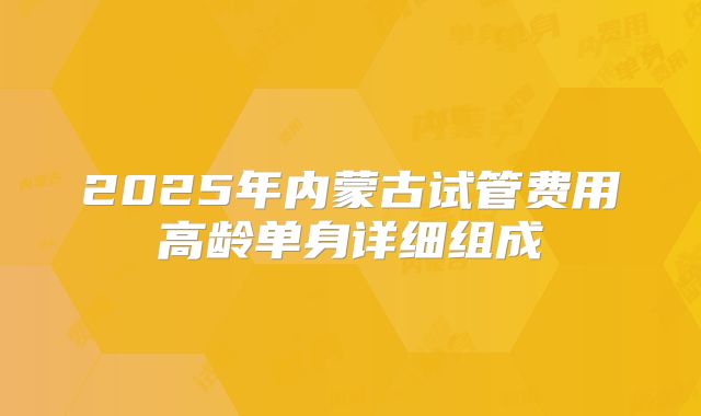 2025年内蒙古试管费用高龄单身详细组成