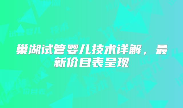 巢湖试管婴儿技术详解,最新价目表呈现