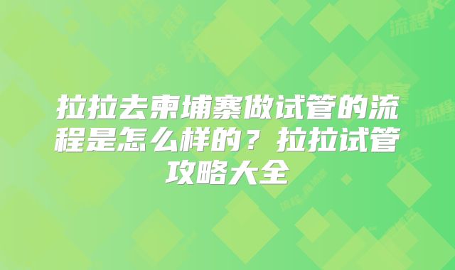 拉拉去柬埔寨做试管的流程是怎么样的?拉拉试管攻略大全