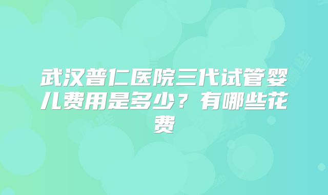 武汉普仁医院三代试管婴儿费用是多少?有哪些花费