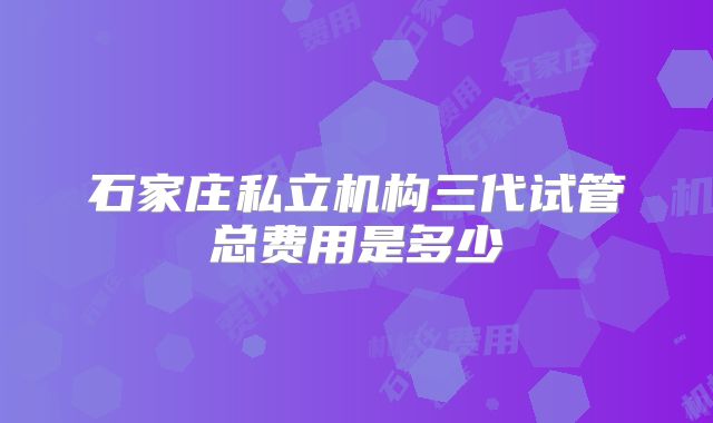 石家庄私立机构三代试管总费用是多少