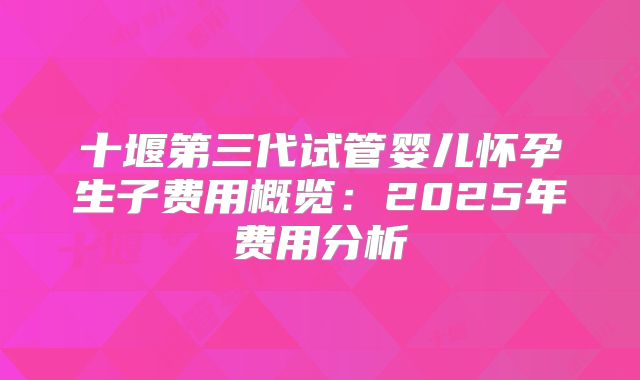 十堰第三代试管婴儿怀孕生子费用概览:2025年费用分析