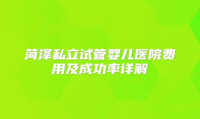 菏泽私立试管婴儿医院费用及成功率详解
